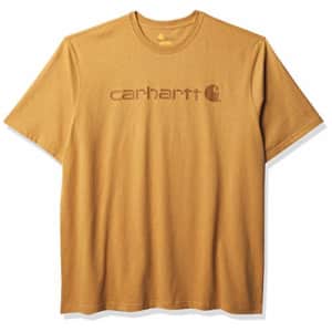 Carhartt Men's Big & Tall Signature Logo Short-Sleeve Midweight Jersey T-Shirt K199, Yellowstone for $20