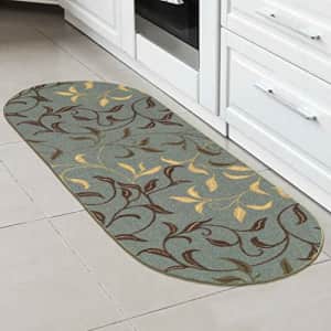 Ottomanson Ottohome Collection Non-Slip Rubberback Leaves Design 2x5 Indoor Oval Runner Rug, 20" x for $18