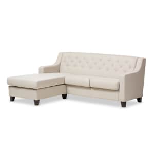 Baxton Studio Arcadia Button-Tufted 2-Piece Sectional Sofa for $545