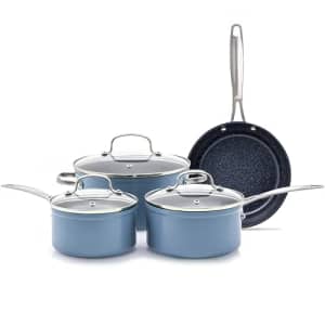 Nuwave 7pc Cookware Set Healthy Duralon Blue Ceramic Nonstick Coated, Diamond Infused for $117