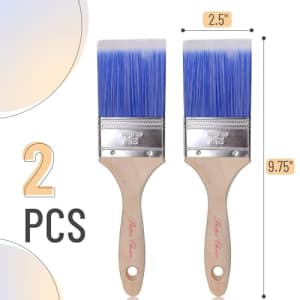 Bates Choice Bates- Paint Brushes, 2.5-Inch, 2 Pack, Treated Wood Handle, Paint Brushes for Walls, Stain Brush, for $7