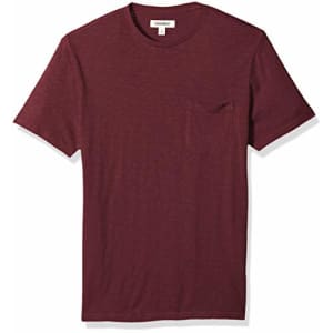 Amazon Brand - Goodthreads Men's Lightweight Slub Crewneck Pocket T-Shirt, Burgundy, X-Small for $8