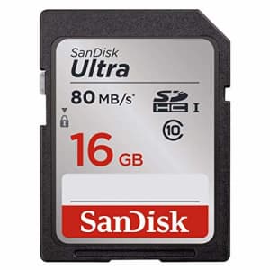 SanDisk Ultra 16GB Class 10 SDHC Memory Card Up to 80MB/S- SDSDUN-008G-G46 [Newest Version] for $9