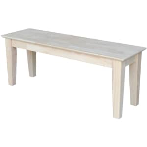 International Concepts Shaker 48" Unfinished Solid Hardwood Bench for $87