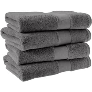 Amazon Aware 100% Organic Cotton Plush Bath Towels - Bath Towels, 4-Pack, Dark Gray for $52