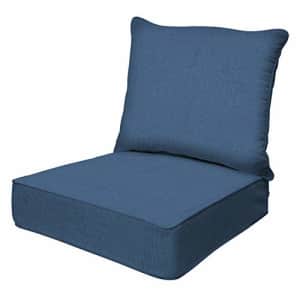 Honey-Comb Honeycomb Indoor/Outdoor Textured Solid Pacific Blue Deep Seat Chair Cushion Set: Recycled for $113