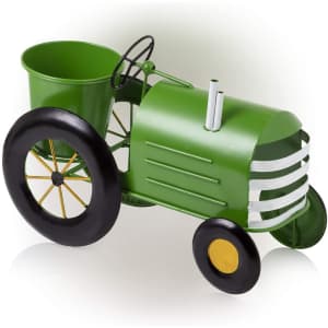 Alpine Corporation Tractor Metal Planter for $41