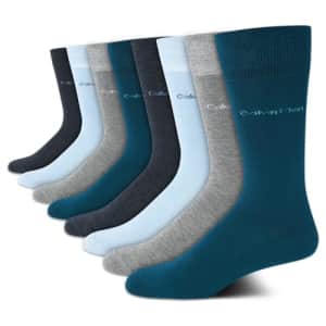 Calvin Klein Men's Dress Socks - Lightweight Cotton Blend Crew Socks (8 Pack), Size 7-12, for $26
