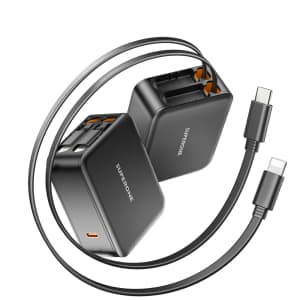 Superone 62W Dual Cable Retractable Wall Charger for $14 Superone 62W Dual Cable Retractable Wall Charger for $14