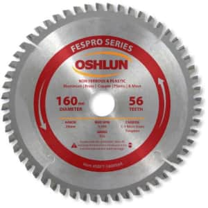 Oshlun SBFT-160056A 160mm 56 Tooth FesPro Non Ferrous TCG Saw Blade with 20mm Arbor for Festool TS for $45