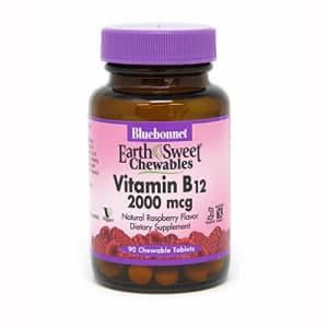 Bluebonnet Earth Sweet Vitamin B-12 2000 mcg Chewable Tablets, Raspberry, 90 Count for $30