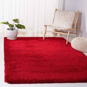 SAFAVIEH Milan Shag Collection 5'1" Square Red SG180 Solid Non-Shedding Living Room Bedroom Dining for $78