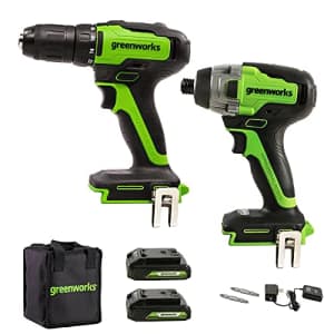 Greenworks 24V Brushless Drill / Driver Combo Kit for $174