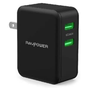 RavPower Turbo 36W 2-Port Wall Charger for $15