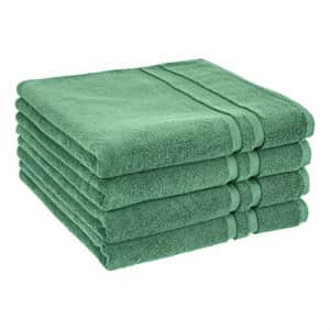 Amazon Basics GOTS Certified Organic Cotton Bath Towel - 4-Pack, Malachite Green for $43 Amazon Basics GOTS Certified Organic Cotton Bath Towel - 4-Pack, Malachite Green for $43