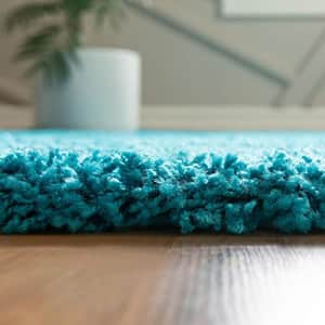 Unique Loom Solid Shag Collection Area Rug (8' x 10', Turquoise) for $110
