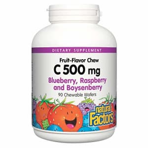 Natural Factors, Vitamin C 500 mg, Kids Chewable, Blueberry, Raspberry, Boysenberry, Vegan, for $12