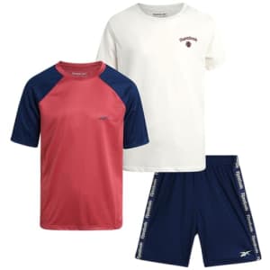 Reebok Boys' Active Shorts Set - 3 Piece Performance Short Sleeve T-Shirt and Mesh Basketball for $20 Reebok Boys' Active Shorts Set - 3 Piece Performance Short Sleeve T-Shirt and Mesh Basketball for $20