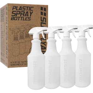 SupplyAid 32-oz. Heavy Duty Plastic Spray Bottle 4-Pack for $4