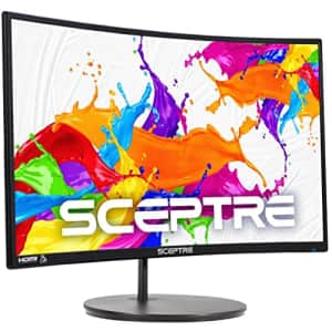 Sceptre Curved 24" Gaming Monitor 75Hz HDMIx2 VGA 98% sRGB R1500 Build-in Speakers, Machine Black for $150