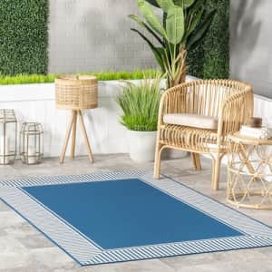 nuLOOM 7' x 9' Outdoor Area Rug, Casual Design With Striped Border, Stain Resistant, Highly for $80 nuLOOM 7' x 9' Outdoor Area Rug, Casual Design With Striped Border, Stain Resistant, Highly for $80