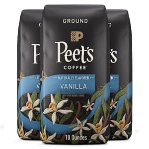 Peet's Flavored Coffee, Vanilla Ground Coffee, 30 Ounces (Three Bags of 10 Oz), Light Roast for $25