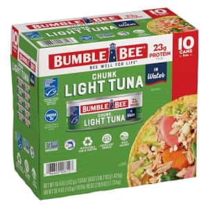 Bumble Bee Chunk Light Tuna In Water 5-oz Can 10-Pack: $7.36