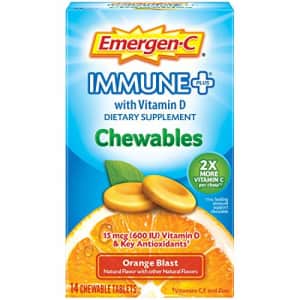 Emergen-C Immune+ Chewables Vitamin C 1000mg Tablet, With Vitamin D (14 Count, Orange Blast Flavor) for $10