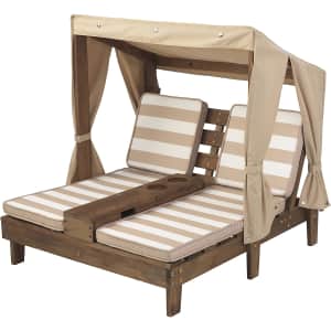 KidKraft Kids' Outdoor Wooden Double Chaise Lounger with Cup Holder for $64 KidKraft Kids' Outdoor Wooden Double Chaise Lounger with Cup Holder for $64