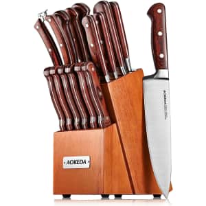 15-Piece Kitchen Knife Set with Block for $87