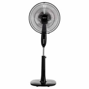 Amazon Basics Oscillating Dual Blade Standing Pedestal Fan with Remote - 16-Inch, Black for $45