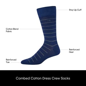 Calvin Klein Men's Dress Socks - Cotton Blend Crew Socks: Patterns and Solids (4 Pack), Size 7-12, for $20
