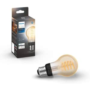 Philips Hue White Ambiance Dimmable Smart Filament A19, Warm-White to Cool-White LED Vintage Edison for $24