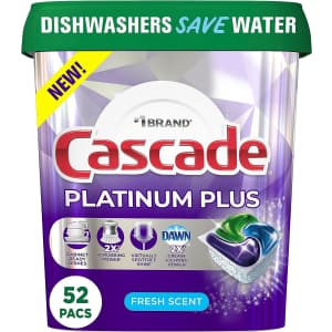 Cascade Platinum Plus ActionPacs Dishwasher Detergent Pod 52-Count for $15 w/ Sub & Save