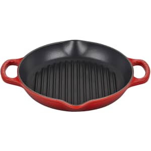 Le Creuset 9.75" Enameled Cast Iron Signature Deep Round Grill for $100