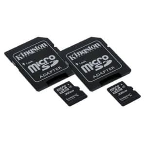 Transcend HTC One ST Cell Phone Memory Card 2 x 32GB microSDHC Memory Card with SD Adapter (2 Pack) for $19