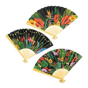 Fun Express Tropical Nights Folding Hand Fans (set of 12) Tiki and Luau Party Supplies for $20