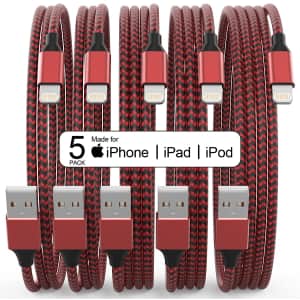 MFi-Certified Lightning Cable 5-Pack for $6