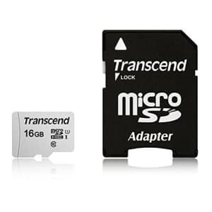 Transcend 16GB MicroSDXC/SDHC 300S Memory Card TS16GUSD300S-A for $6
