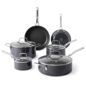 Martha Stewart Lockton Premium Nonstick 10 Piece Enamel Heavy Gauge Aluminum Pots and Pans Cookware for $110