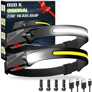 1,000-Lumens LED Rechargeable Headlamp 2-Pack for $11