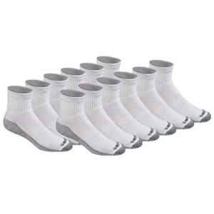 Dickies Men's Dri-tech Moisture Control Quarter Socks Multipack, White (12 Pairs), Large for $32