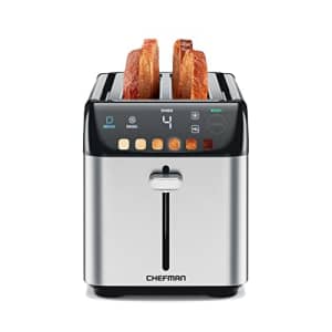 Chefman Smart Touch 4 Slice Digital Toaster, 6 Shade Settings, Stainless Steel Toaster 4 Slice with for $60