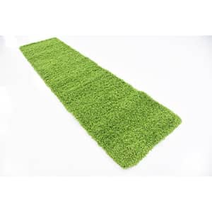 Unique Loom Solid Shag Collection Area Rug (2' 7" x 10' Runner, Grass Green) for $62