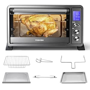 TOSHIBA AC25CEW-BS Large 6-Slice Convection Toaster Oven Countertop, 10-In-One with Toast, Pizza for $110