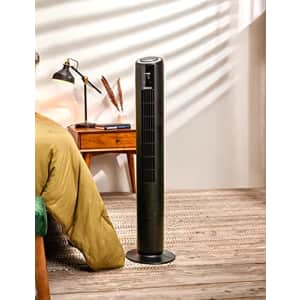 HOLMES 42" Digital Tower Fan, ClearRead Display, 80 Oscillation, 5 Speeds, 4 Modes, 8-Hour Timer, for $44
