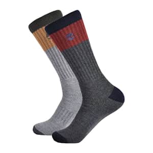 Timberland Men's 2-Pack Crew Socks, Charcoal Heather (2 Pack), One Size for $6