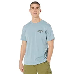 Billabong Men's Classic Short Sleeve Premium Logo Graphic T-Shirt, Arch Fill Washed Blue, Small for $21