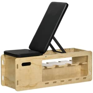 Soozier Incline Weight Bench w/ Dumbbell Rack & Resistance Bands for $134