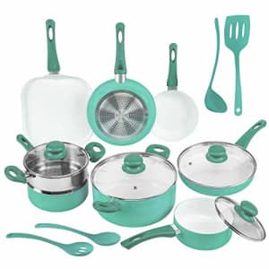 Ivation Ceramic Cookware | 16-Piece Nonstick Cookware Set with Induction Base, SoftGrip Handles & for $100 Ivation Ceramic Cookware | 16-Piece Nonstick Cookware Set with Induction Base, SoftGrip Handles & for $100